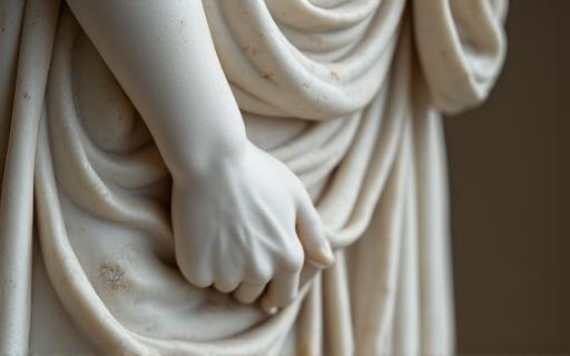 Dettaglio di una scultura rinascimentale in marmo.
